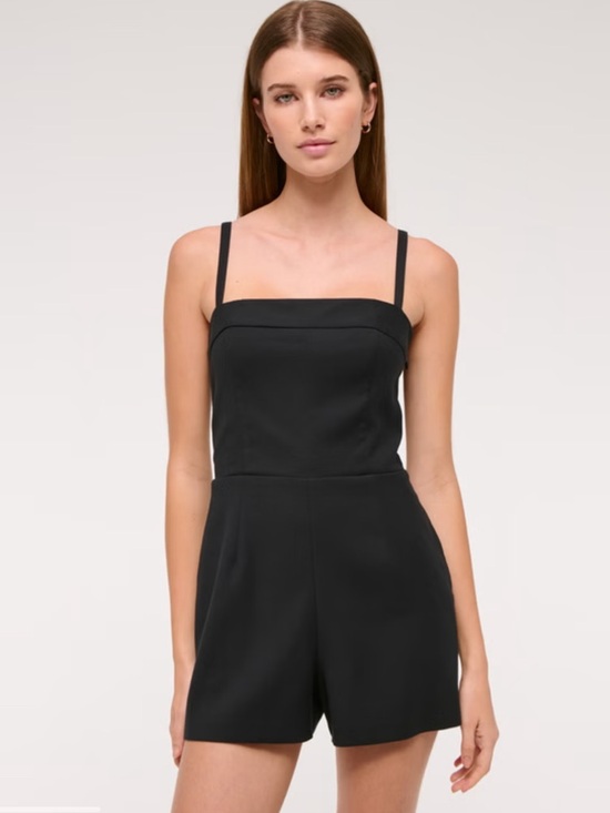 Abercrombie & Fitch Pants - Abercrombie & Fitch Micro Short Tailored Romper Spaghetti Straps Black XS